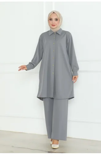 Plus Size Shirt Suit 2093-05 Gray 2093-05