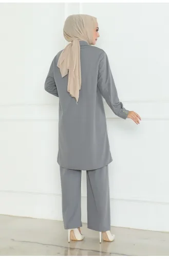 Plus Size Shirt Suit 2093-05 Gray 2093-05