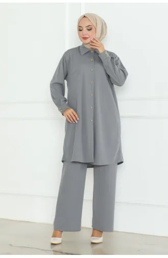 Plus Size Shirt Suit 2093-05 Gray 2093-05