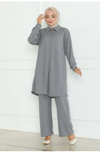 Plus Size Shirt Suit 2093-05 Gray 2093-05