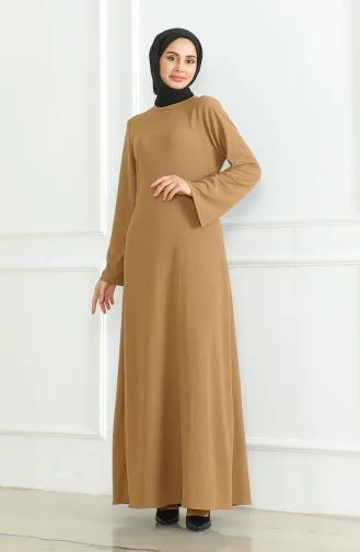 Bürümcük Stoff Uni Sportkleid 1003-02 Kaffee Mit Milch 1003-02