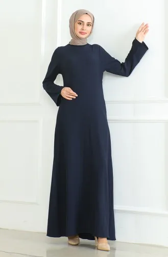 Crepe Fabric Plain Sports Dress 1003-03 Navy Blue 1003-03