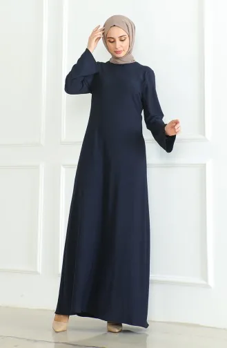 Crepe Fabric Plain Sports Dress 1003-03 Navy Blue 1003-03