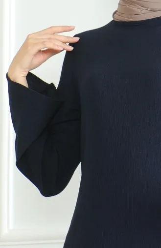 Crepe Fabric Plain Sports Dress 1003-03 Navy Blue 1003-03