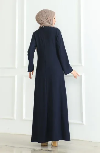 Crepe Fabric Plain Sports Dress 1003-03 Navy Blue 1003-03