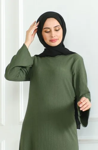 فستان رياضي سادة 1003-04 أخضر عسكري 1003-04