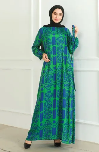 Viscose-jurk Met Patroon En Riem 0499-01 Groen 0499-01