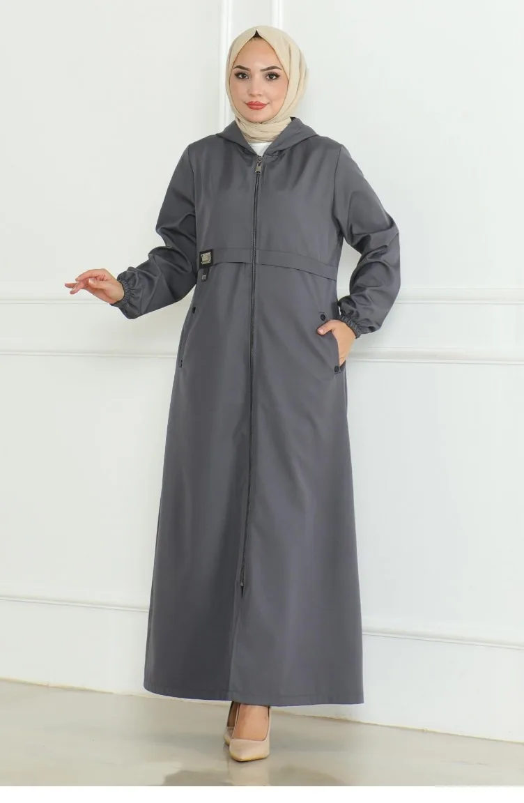 Wappen-Trenchcoat Mit Reißverschluss Grau 19217 15295