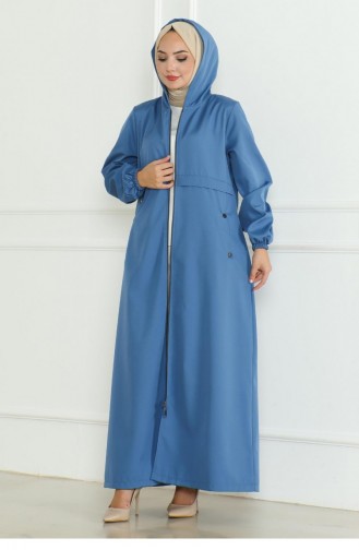 Emblem Zippered Trench Coat Blue 19217 15297