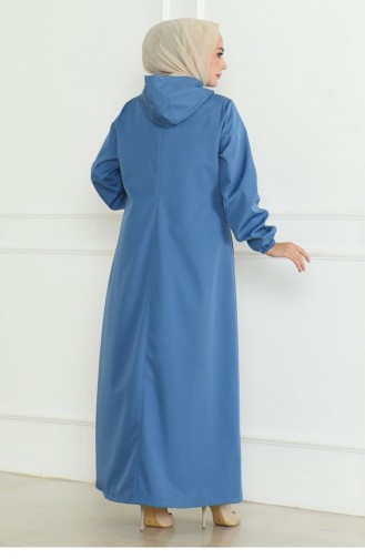 Emblem Zippered Trench Coat Blue 19217 15297