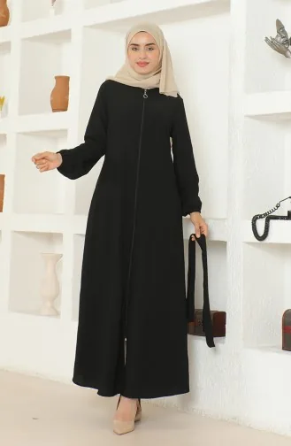 Bürümcük Abaya Avec Ceinture En Tissu 1019-01 Noir 1019-01
