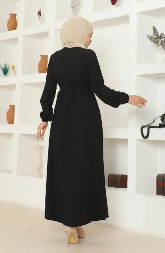 Bürümcük Abaya Avec Ceinture En Tissu 1019-01 Noir 1019-01