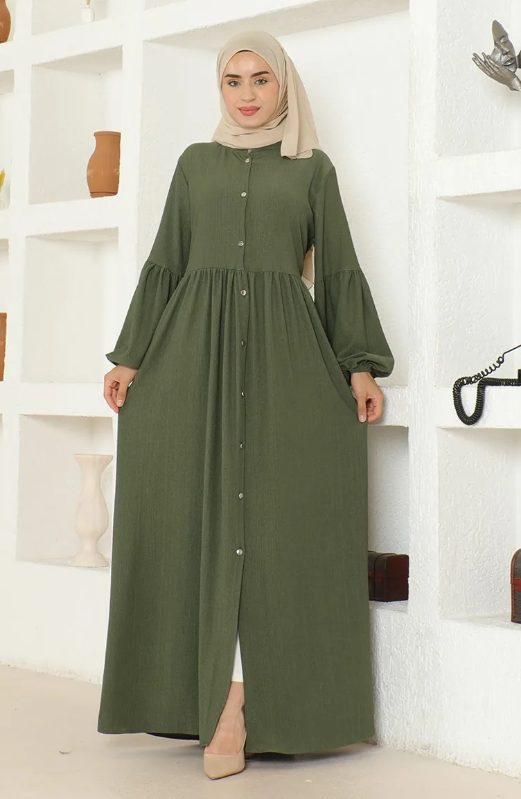 Crepe Fabric Judge Collar Abaya 1022-01 Khaki 1022-01