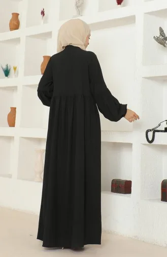 بورومجوك عباءة قماش بتصميم ياقة محكمة 1022-04 لون أسود 1022-04