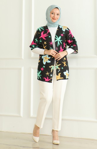 Kimono Viscose à Motifs 83006A-01 Noir Fuchsia 83006A-01