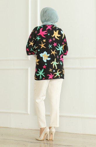 Kimono Viscose à Motifs 83006A-01 Noir Fuchsia 83006A-01