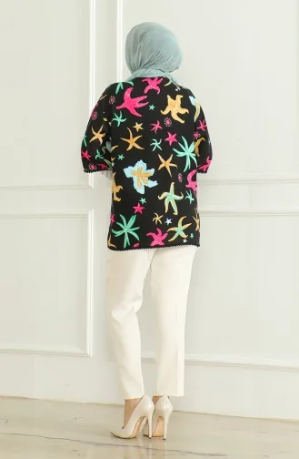 Viscose-kimono Met Patroon 83006A-01 Zwart Fuchsia 83006A-01