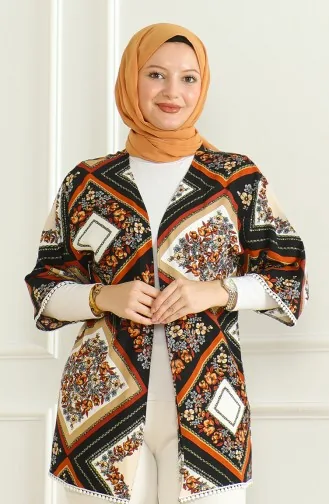 Viscose-kimono Met Patroon 83006B-01 Zwart Nerts 83006B-01