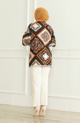 Patterned Viscose Kimono 83006B-01 Black Mink 83006B-01