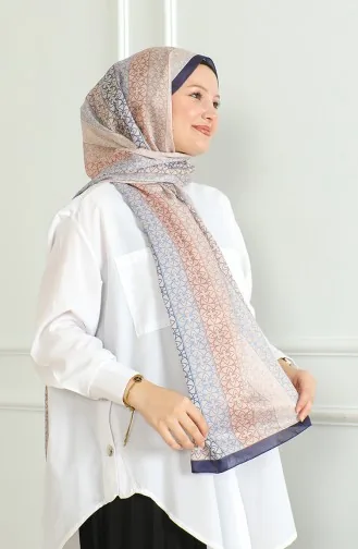 Karaca Châle Doux 81062-07 Bleu Marine Beige 81062-07