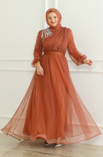 Robe De Soirée Mousseline à Paillette 6348-01 Carreau 6348-01