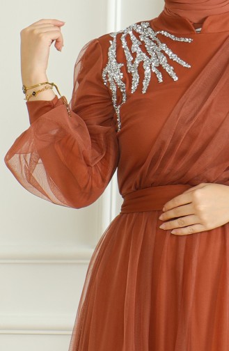 Robe De Soirée Mousseline à Paillette 6348-01 Carreau 6348-01