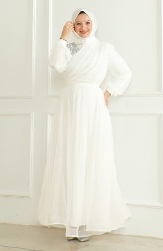 Pailletten-Chiffon-Abendkleid 6348-03 Weiß 6348-03