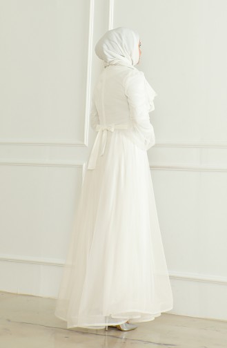 Pailletten-Chiffon-Abendkleid 6348-03 Weiß 6348-03