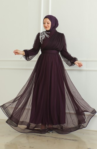 Pailletten-Chiffon-Abendkleid 6348-06 Lila 6348-06