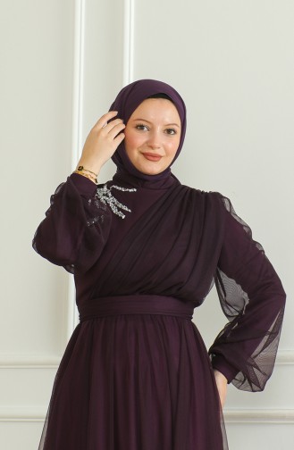 Pailletten-Chiffon-Abendkleid 6348-06 Lila 6348-06