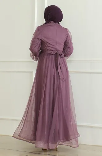 Robe De Soirée Mousseline à Paillette 6348-07 Rose Poudré 6348-07