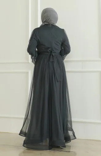 Chiffon Avondjurk Met Pailletten 6348-08 Antraciet 6348-08