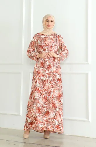 Robe Viscose A Motifs Et Ceinturée 0506-01 Carreau 0506-01