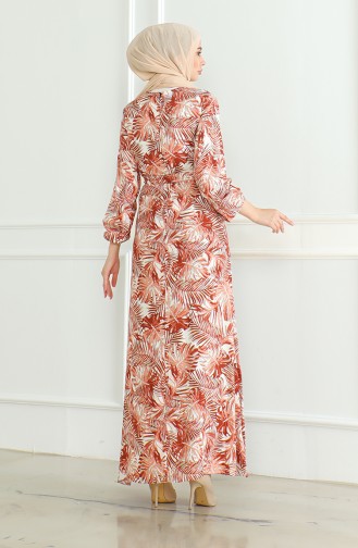 Gemustertes Viskosekleid Mit Gürtel 0506-01 Kachel 0506-01