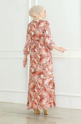 Robe Viscose A Motifs Et Ceinturée 0506-01 Carreau 0506-01