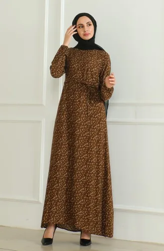 Jurk Van Viscose Met Patroon En Riem 0508-02 Taba 0508-02