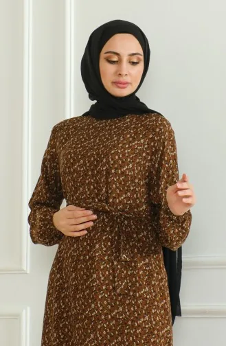 Jurk Van Viscose Met Patroon En Riem 0508-02 Taba 0508-02