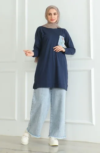 تونيك بأكمام فراشة 9126-02 كحلي 9126-02