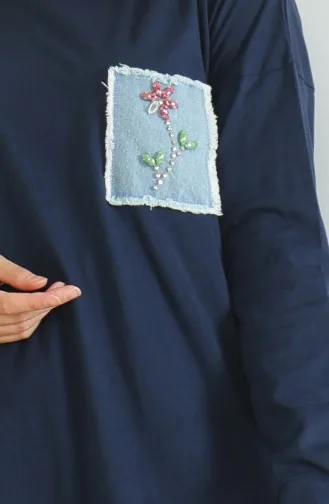 تونيك بأكمام فراشة 9126-02 كحلي 9126-02