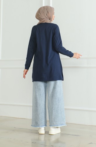 Bat Sleeve Loose Tunic 9126-02 Navy Blue 9126-02