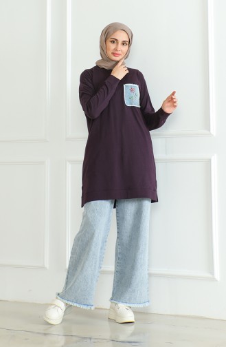 Bat Sleeve Loose Tunic 9126-03 Purple 9126-03