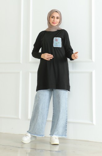 Bat Sleeve Loose Tunic 9126-04 Black 9126-04