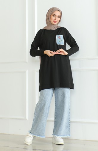 Bat Sleeve Loose Tunic 9126-04 Black 9126-04