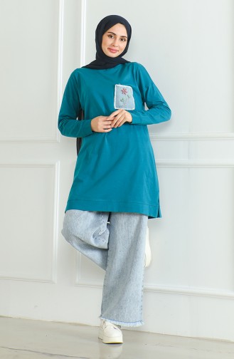Bat Sleeve Loose Tunic 9126-05 Petrol 9126-05