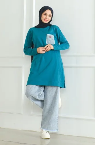 Tunique Casual Manche Chauve Souris 9126-05 Pétrole 9126-05