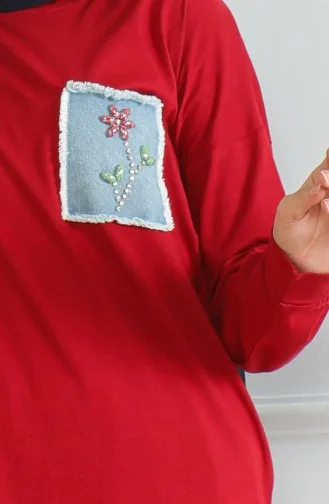 تونيك بأكمام فراشة 9126-07 أحمر غامق 9126-07