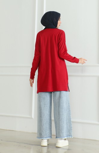 Bat Sleeve Loose Tunic 9126-07 Burgundy 9126-07