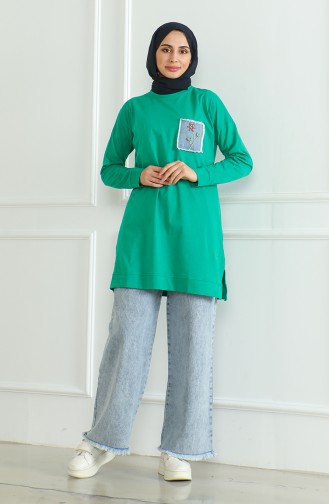 Bat Sleeve Loose Tunic 9126-08 Green 9126-08