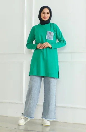 Casual Tuniek Met Vleermuismouwen 9126-08 Groen 9126-08