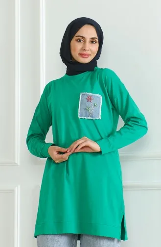 Casual Tuniek Met Vleermuismouwen 9126-08 Groen 9126-08